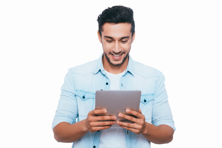 Person looks at a tablet