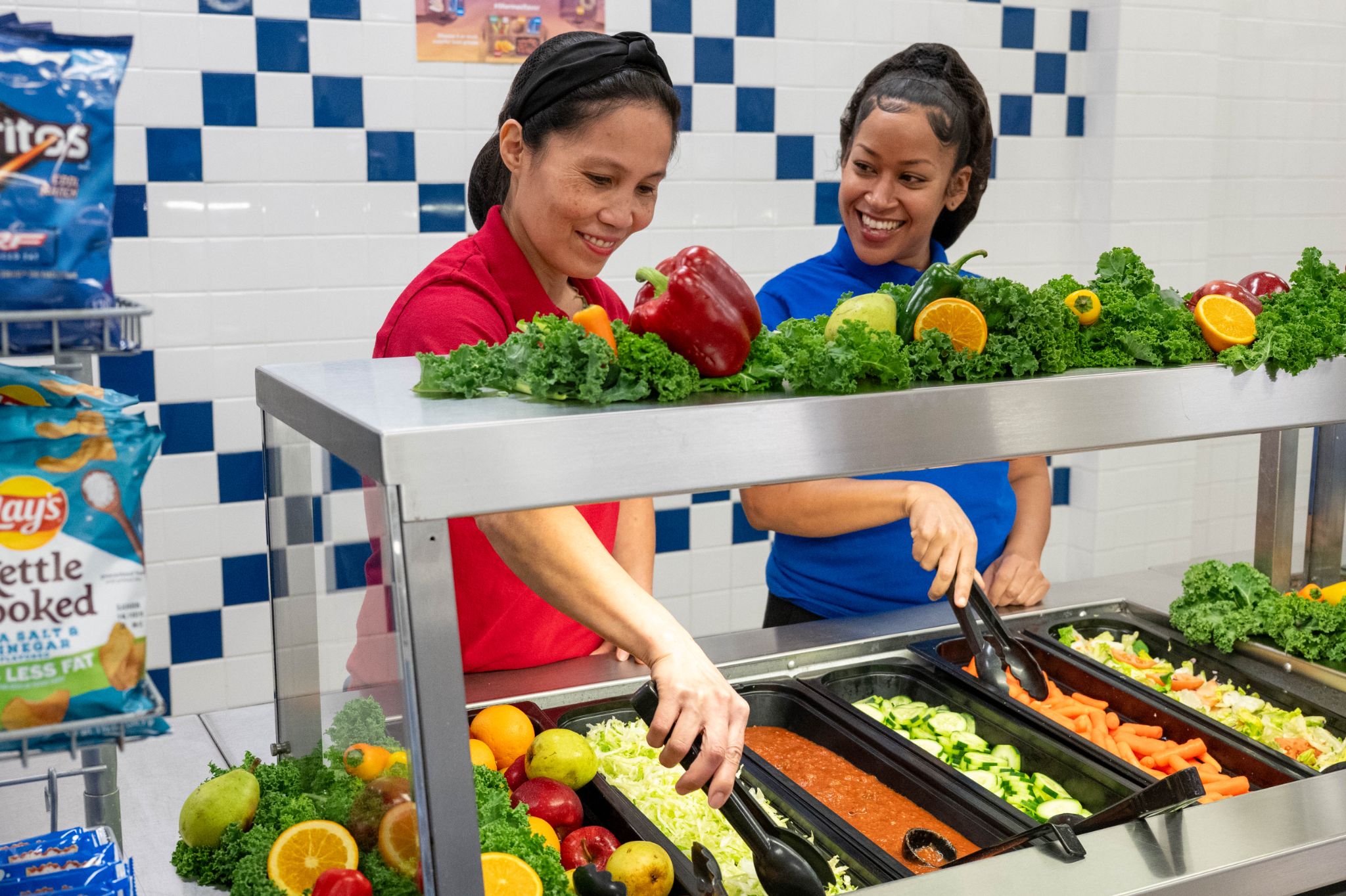 Students enjoying a school meal