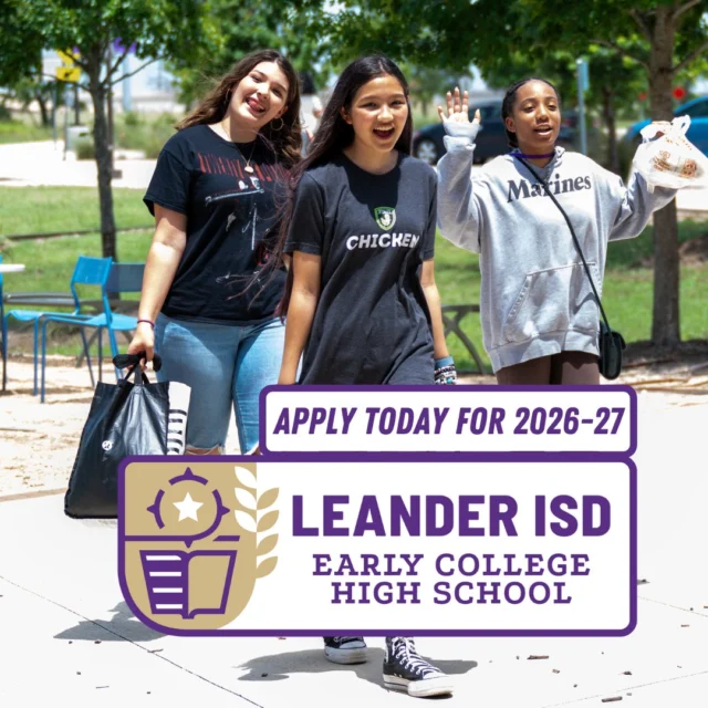 🗣️ Leander ISD Early College High School is now accepting applications for the 2026-27 school year! The deadline to apply is Sunday, February 1, 2026. 

Learn more about this #1LISD school of choice and the opportunity to earn a tuition-free college degree while in high school at the link in our bio. 🎓 🎓 🎓