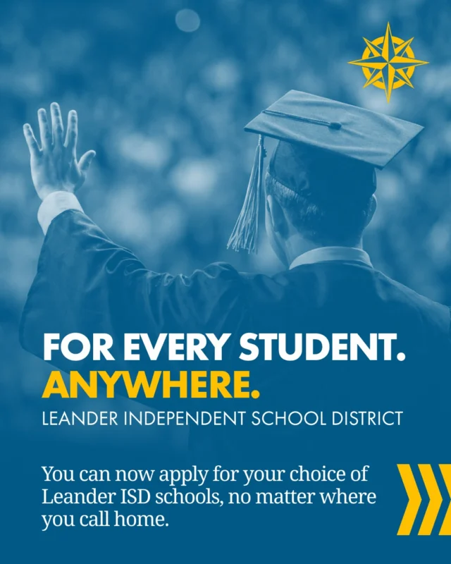 📍 Don't let location determine your destination. You can now apply for your choice of Leander ISD schools, no matter where you call home. 

Visit begin.leanderisd.org to explore schools, compare your options and apply today. 

#ForEveryStudentAlways