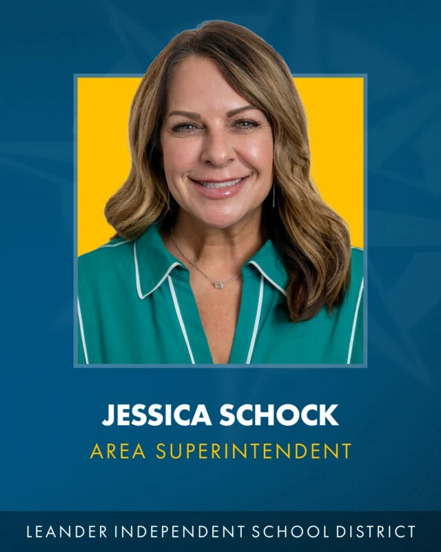 Leander ISD is excited to announce that Rutledge Elementary Principal Jessica Schock has been selected to serve as an area superintendent, supporting various campuses in #1LISD and partnering with principals to advance student achievement and the district's vision and goals. 

“Jessica brings strong relational leadership, a thoughtful and strategic approach to leading, and a clear commitment to visibility, partnership, and follow-through that will serve the district well in this role,” said LISD Superintendent Chris Clark, Ed.D. “Her ability to build trust while helping others move forward with clarity and purpose will be a strong asset to our leadership team.”

🔗 Read more at the News link in bio.