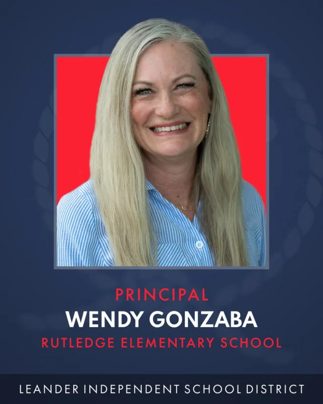 Leander ISD is excited to introduce Wendy Gonzaba as the new leader of @rutledge_elem.

“Wendy is an experienced, student-centered, relationship-driven leader who builds trust through genuine care, intentional collaboration, and a steadfast commitment to students, staff and families,” said Leander ISD Superintendent Chris Clark, Ed.D. “We are confident her leadership will build on Rutledge's tradition of excellence while honoring the strong sense of community that makes the school so special.”

🔗 Read more at the News link in bio.