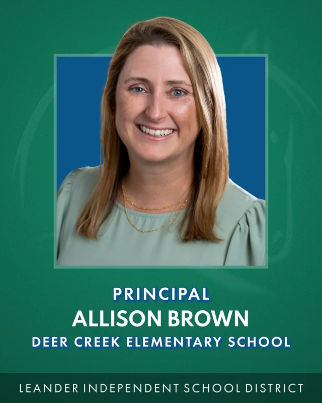Leander ISD is thrilled to announce Allison Brown as the next principal of @deercreeklisd.

“Allison has proven to be an exceptional instructional leader who empowers teachers to build meaningful learning experiences that reach every student,” said Leander ISD Superintendent Chris Clark, Ed.D. “Her vision for academic excellence, paired with a commitment to continuous growth, makes her the ideal leader to guide the Deer Creek community into its next successful chapter.”

🔗 Read more at the News link in bio.