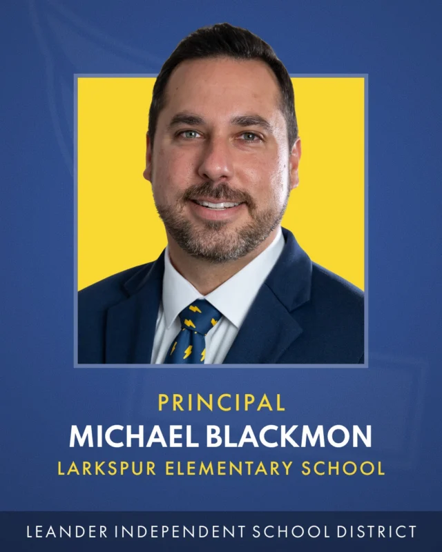 Leander ISD is proud to announce Michael Blackmon as the next principal of @larkspur_lisd.

“Michael is a relationship-centered leader who is committed to building strong teams, fostering collaboration, and creating a positive school culture where students and staff can thrive,” said Leander ISD Superintendent Chris Clark, Ed.D. “Throughout his career, he has demonstrated a thoughtful approach to continuous improvement, invested in the growth of others, and valued meaningful partnerships with families. I am excited to welcome Michael as principal and look forward to the leadership he will bring to this school community.”