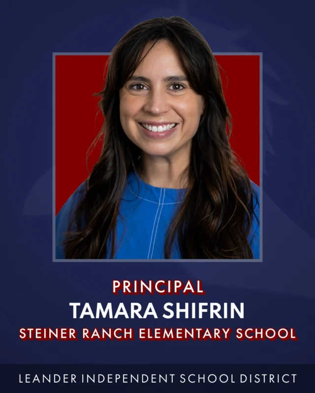 Leander ISD is proud to announce Tamara Shifrin as the next principal of @SREStallions. The Board of Trustees approved her hiring at Monday’s meeting.

“Tamara has already demonstrated a deep commitment to the students, staff, and families of Steiner Ranch Elementary, and we are thrilled to see her step into the role of principal,” said Leander ISD Superintendent Chris Clark, Ed.D. “Her strong relationships, knowledge of the campus, and commitment to excellence position her well to honor the traditions and culture that make Steiner Ranch special while leading the school into its next chapter of success.”

🔗 Read more at the News link in bio.