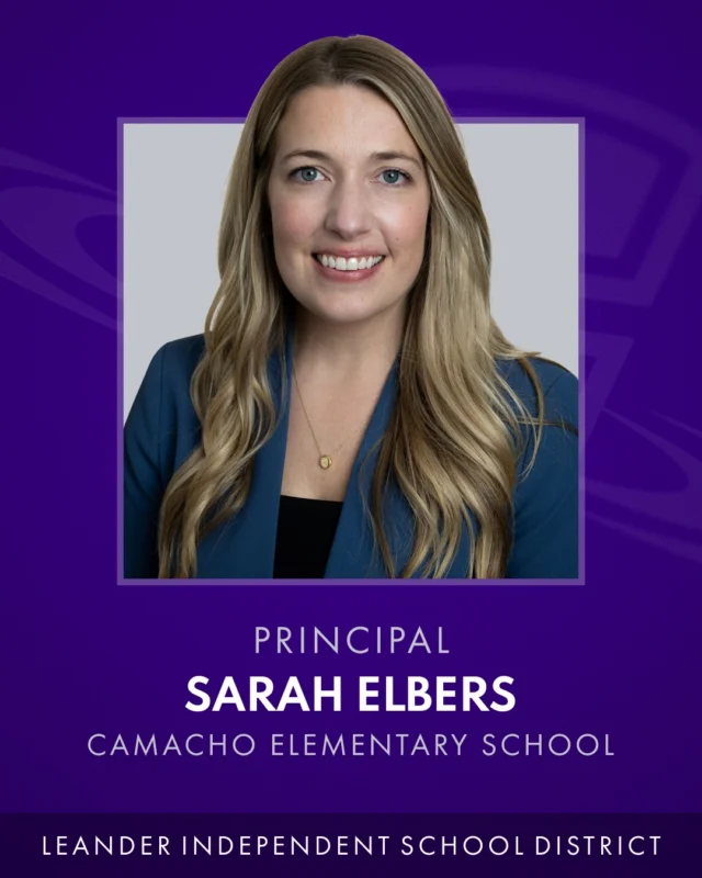 Leander ISD is delighted to announce Sarah Elbers as the next principal of @camacho_elem. The Board of Trustees approved her hiring at Monday’s meeting.

“Sarah is a relationship-centered leader who builds trust, develops strong teams, and creates a positive culture where students and staff can thrive,” said Leander ISD Superintendent Chris Clark, Ed.D. “Her commitment to listening, learning, and building strong connections will honor Camacho’s foundation and ensure every student grows, excels, and leads with purpose. We are confident that under her leadership, Camacho Elementary will provide an exceptional experience for every student.”

🔗 Read more at the News link in bio.