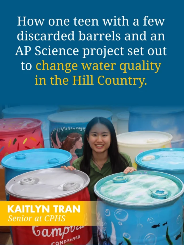 A few discarded barrels and one big idea. 💧

Meet Kaitlyn Tran, a @cedarparkhigh student who’s changing how the Texas Hill Country protects its water. What started with hand-painted barrels grew into research that reached City Council and even earned her national recognition. 🏆 

👉 Swipe to see how one Leander ISD student is making a difference in our community. #1LISD